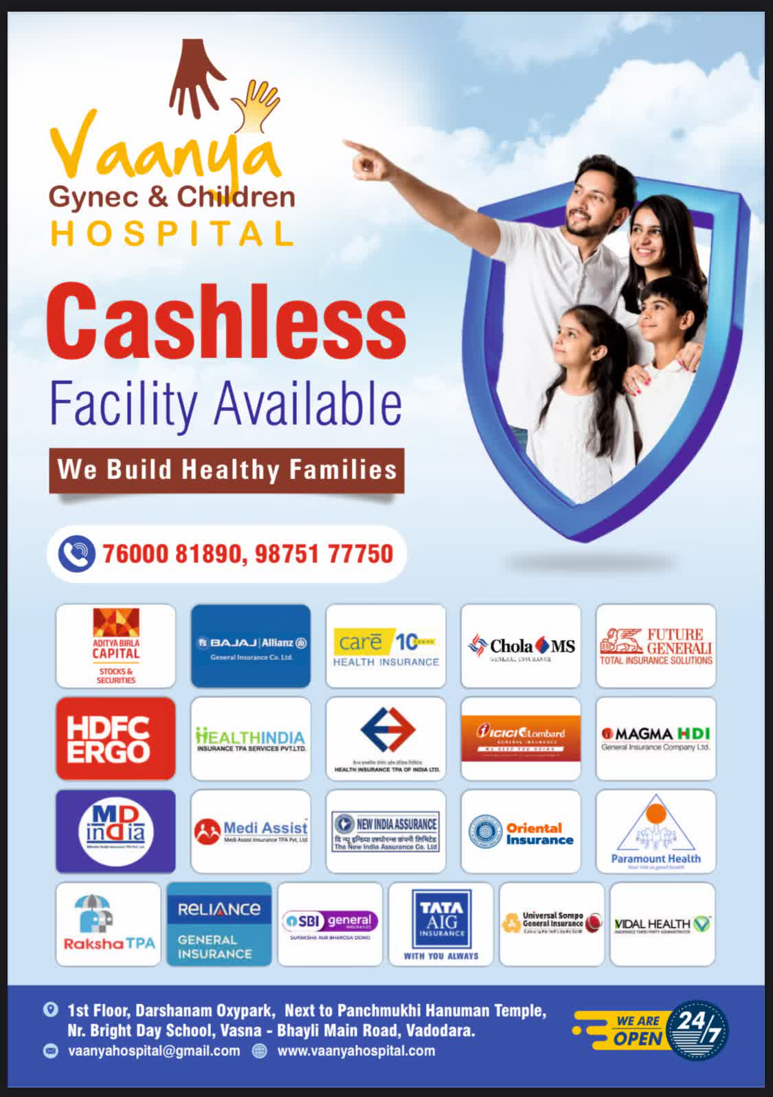 Vaanya Hospital cashless facility - accepted insurance and TPA partners